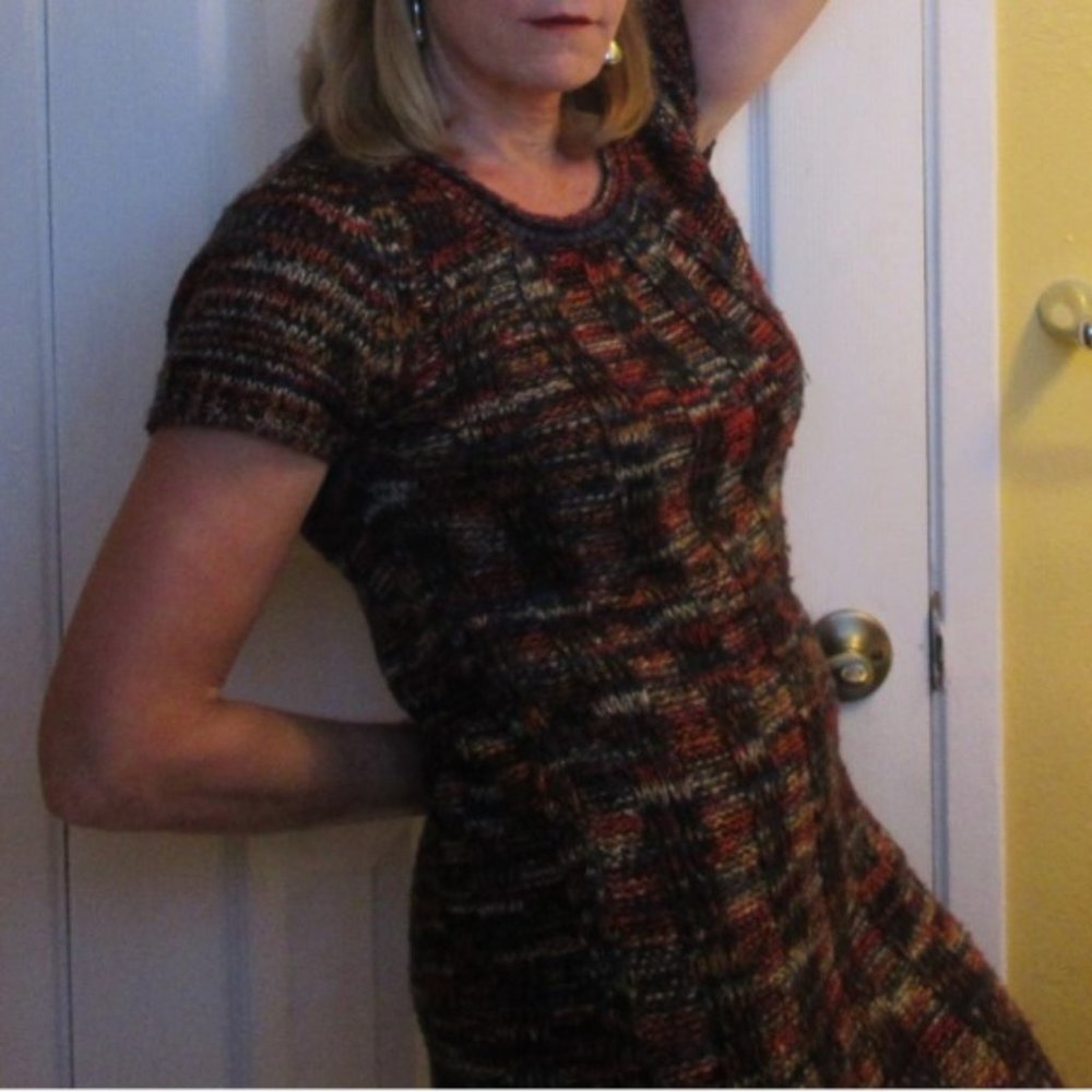 Forever 21 Rich Red, Brown, Black Sweater Dress